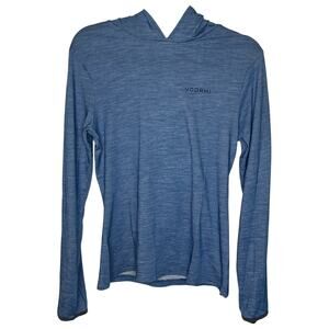 Voormi Women's Top Size S River Run Hoodie Blue Wool Blend Hiking Long Sleeve